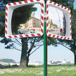 Support de fixation de 2 miroirs sur un poteau