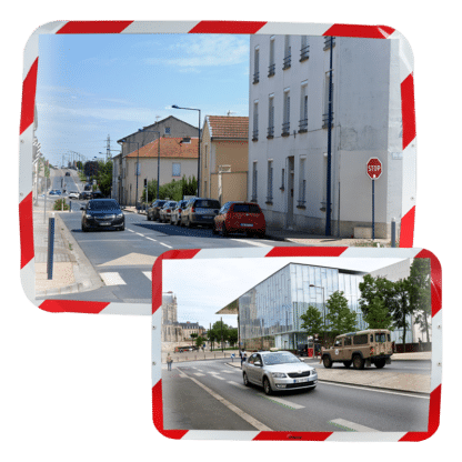 Miroir d'agglomération hors France. Contour rouge et blanc - Qualité Ecomir